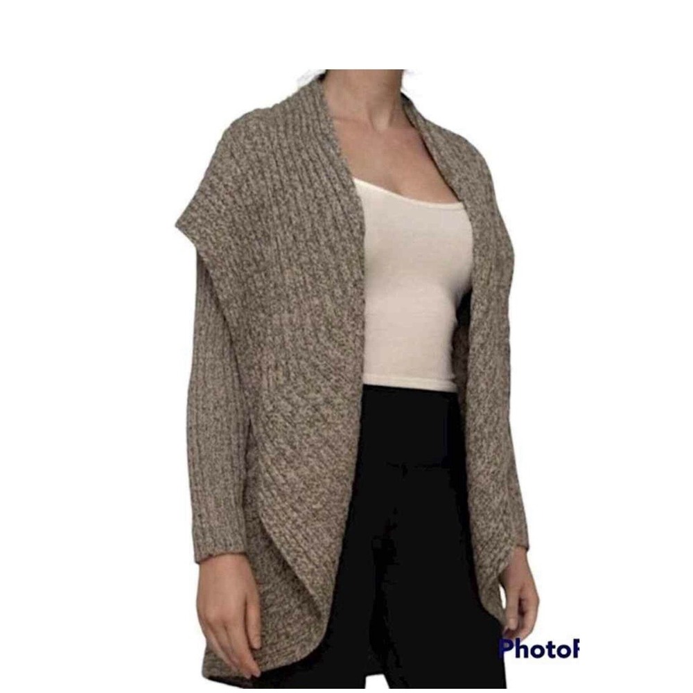 SIMPLY NATURAL Women's One Size Cozy Alpaca Ribbed Knit Shawl Collar Cardigan